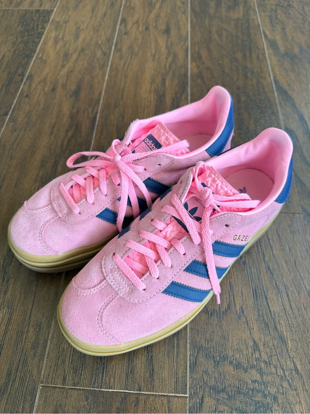 adidas Pink Suede Sneakers with Blue Stripes